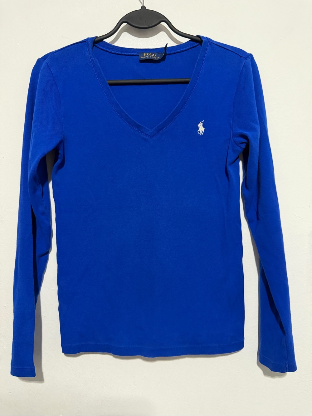 Polo Ralph Lauren Women’s Blue V-Neck Long Sleeve Cotton Tee Size M
